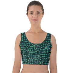 Squares Cubism Geometric Background Velvet Crop Top