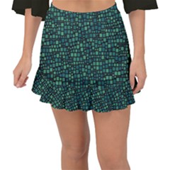 Squares Cubism Geometric Background Fishtail Mini Chiffon Skirt