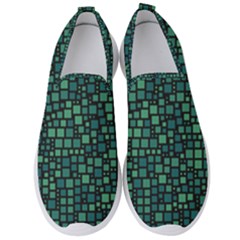 Squares Cubism Geometric Background Men s Slip On Sneakers