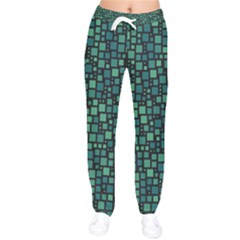 Squares Cubism Geometric Background Women Velvet Drawstring Pants