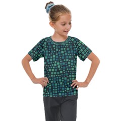 Squares Cubism Geometric Background Kids  Mesh Piece T-shirt