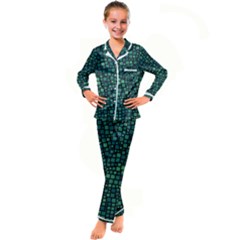 Squares Cubism Geometric Background Kids  Satin Long Sleeve Pajamas Set