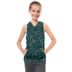 Squares Cubism Geometric Background Kids  Sleeveless Hoodie by Maspions