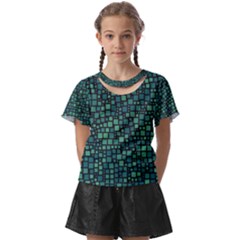 Squares Cubism Geometric Background Kids  Front Cut T-shirt