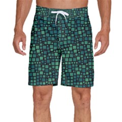 Squares Cubism Geometric Background Men s Beach Shorts