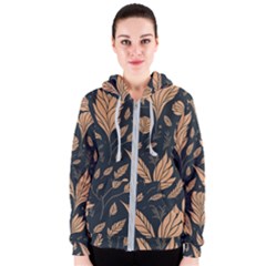 Background Pattern Leaves Texture Women s Zipper Hoodie by Maspions