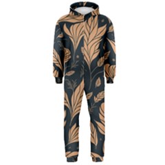 Background Pattern Leaves Texture Hooded Jumpsuit (men)