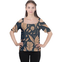 Background Pattern Leaves Texture Cutout Shoulder T-shirt