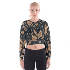 Background Pattern Leaves Texture Cropped Sweatshirt