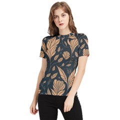 Background Pattern Leaves Texture Women s Short Sleeve Rash Guard