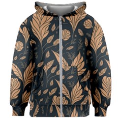 Background Pattern Leaves Texture Kids  Zipper Hoodie Without Drawstring