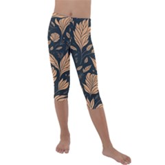 Background Pattern Leaves Texture Kids  Lightweight Velour Capri Leggings 