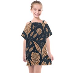 Background Pattern Leaves Texture Kids  One Piece Chiffon Dress