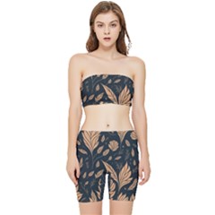 Background Pattern Leaves Texture Stretch Shorts And Tube Top Set