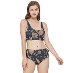 Background Pattern Leaves Texture Frilly Bikini Set by Maspions