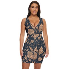 Background Pattern Leaves Texture Draped Bodycon Dress