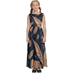 Background Pattern Leaves Texture Kids  Satin Sleeveless Maxi Dress