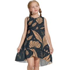 Background Pattern Leaves Texture Kids  Frill Swing Dress