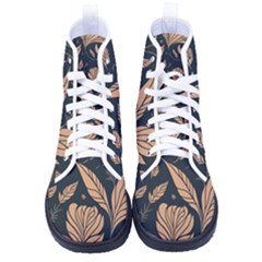 Background Pattern Leaves Texture Kid s High-top Canvas Sneakers by Maspions