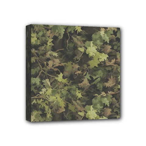 Green Camouflage Military Army Pattern Mini Canvas 4  X 4  (stretched) by Maspions