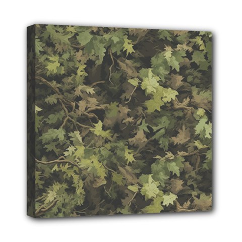 Green Camouflage Military Army Pattern Mini Canvas 8  X 8  (stretched) by Maspions