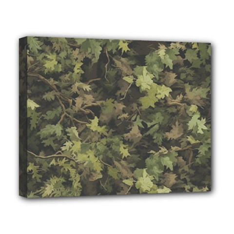 Green Camouflage Military Army Pattern Deluxe Canvas 20  X 16  (stretched)