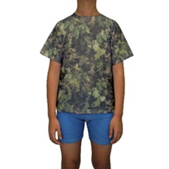 Green Camouflage Military Army Pattern Kids  Short Sleeve Swimwear