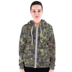 Green Camouflage Military Army Pattern Women s Zipper Hoodie