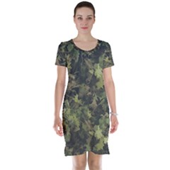 Green Camouflage Military Army Pattern Short Sleeve Nightdress