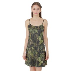 Green Camouflage Military Army Pattern Satin Night Slip