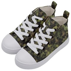 Green Camouflage Military Army Pattern Kids  Mid-top Canvas Sneakers by Maspions