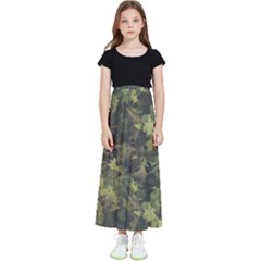 Green Camouflage Military Army Pattern Kids  Flared Maxi Skirt