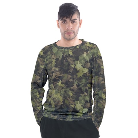 Green Camouflage Military Army Pattern Men s Long Sleeve Raglan T-shirt by Maspions