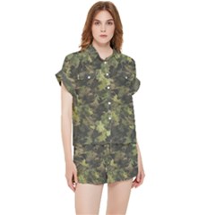 Green Camouflage Military Army Pattern Chiffon Lounge Set by Maspions