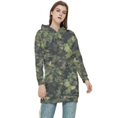 Green Camouflage Military Army Pattern Women s Long Oversized Pullover Hoodie