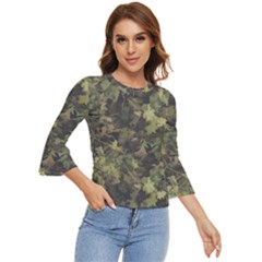 Green Camouflage Military Army Pattern Bell Sleeve Top