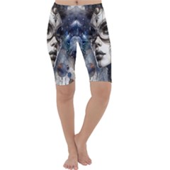 Woman In Space Cropped Leggings  by CKArtCreations