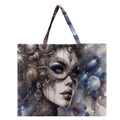 Woman In Space Zipper Large Tote Bag by CKArtCreations