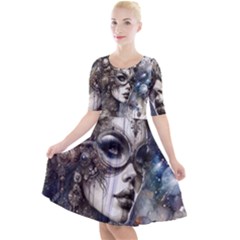 Woman In Space Quarter Sleeve A-line Dress by CKArtCreations