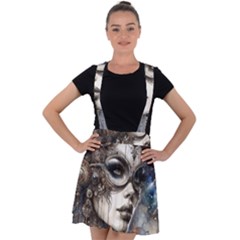 Woman In Space Velvet Suspender Skater Skirt by CKArtCreations