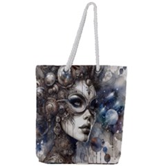 Woman In Space Full Print Rope Handle Tote (large) by CKArtCreations