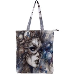 Woman In Space Double Zip Up Tote Bag by CKArtCreations