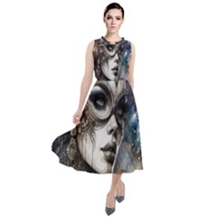 Woman In Space Round Neck Boho Dress by CKArtCreations