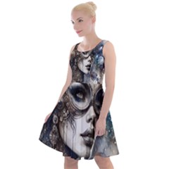 Woman In Space Knee Length Skater Dress by CKArtCreations