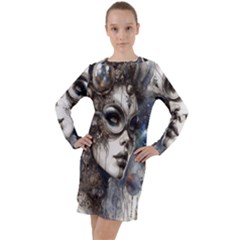 Woman In Space Long Sleeve Hoodie Dress