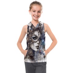 Woman In Space Kids  Sleeveless Hoodie by CKArtCreations