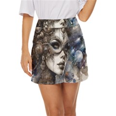 Woman In Space Mini Front Wrap Skirt by CKArtCreations