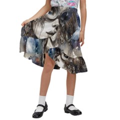 Woman In Space Kids  Ruffle Flared Wrap Midi Skirt by CKArtCreations