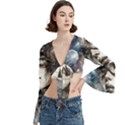 Woman in Space Trumpet Sleeve Cropped Top View3