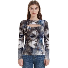 Woman In Space Women s Cut Out Long Sleeve T-shirt by CKArtCreations